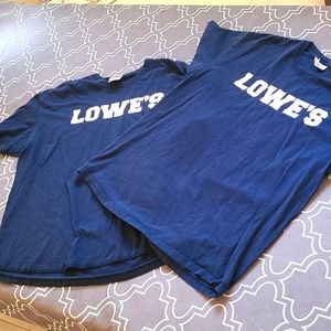 Dark blue Lowe's t-shirts, pair, one is a big more worn (see lettering). XL